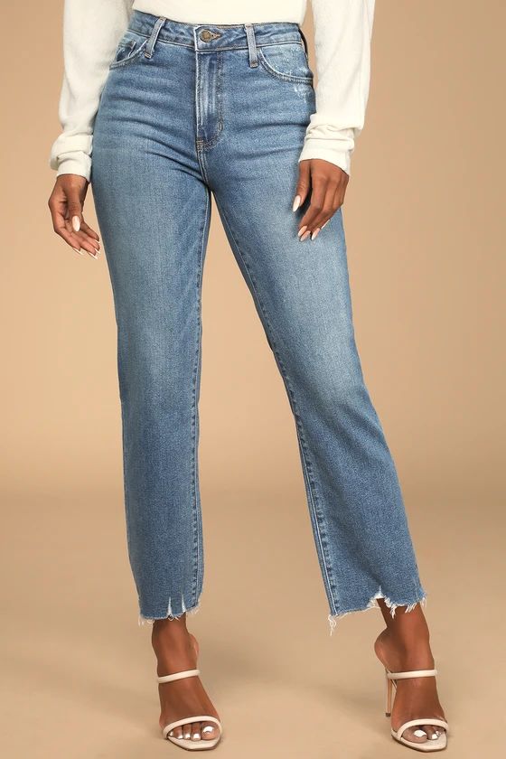 Roaming Wild Medium Wash High-Waisted Straight-Leg Jeans | Lulus (US)