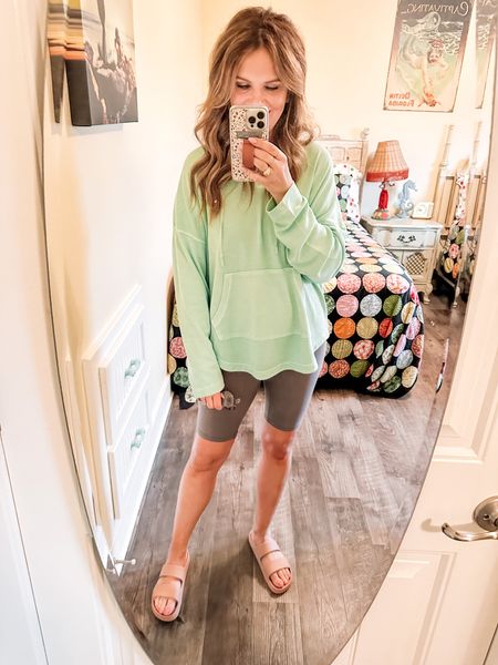 Love this hoodie! Wearing a Medium. Shorts are from Talulah but sold out so linked a similar set

#LTKfamily #LTKsalealert