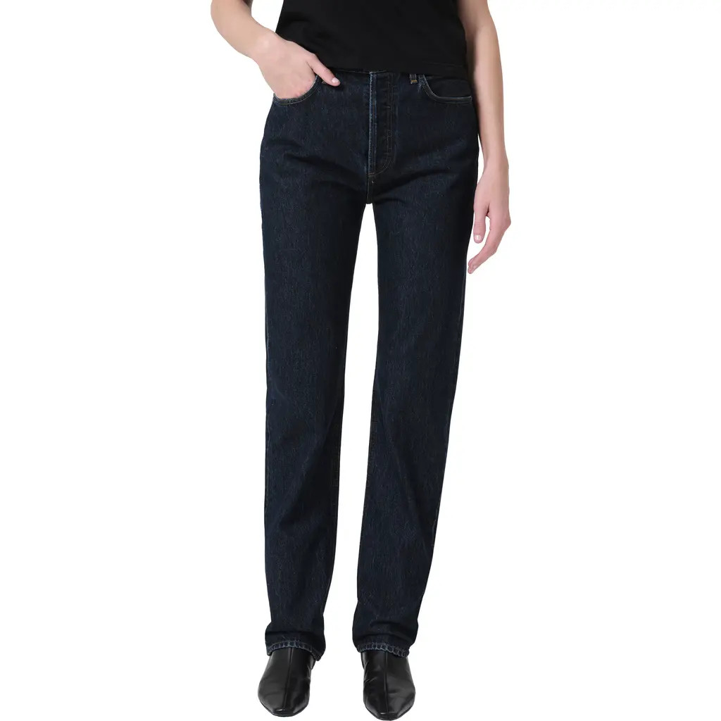 AGOLDE '90s Pinch Waist High Waist Straight Leg Organic Cotton Jeans in Polished at Nordstrom, Size 33 | Nordstrom