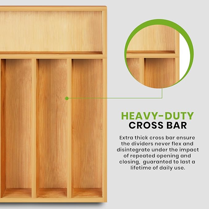 Utopia Kitchen Bamboo Drawer Organizer for Kitchen Utensils, Large Cutlery, and Silverware, Flatw... | Amazon (US)
