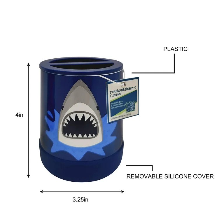 Your Zone Kids Shark Toothbrush Holder with Non-Slip Bottom | Walmart (US)