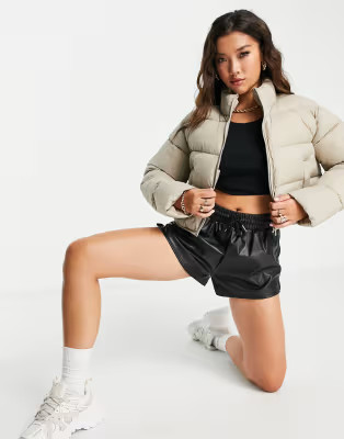 ASOS DESIGN cropped puffer in putty | ASOS (Global)