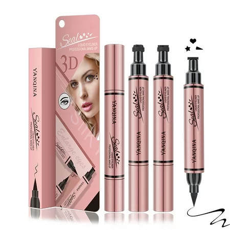 FITDON 3PCS Double-sided Liquid Eyeliner Stamp Waterproof Smudge-proof Long Lasting Wing Eye liner Star Heart Seal Stamp Makeup Tool | Walmart (US)
