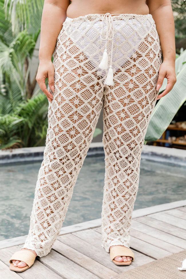 Map To You Beige Cover Up Beach Pants FINAL SALE | Pink Lily