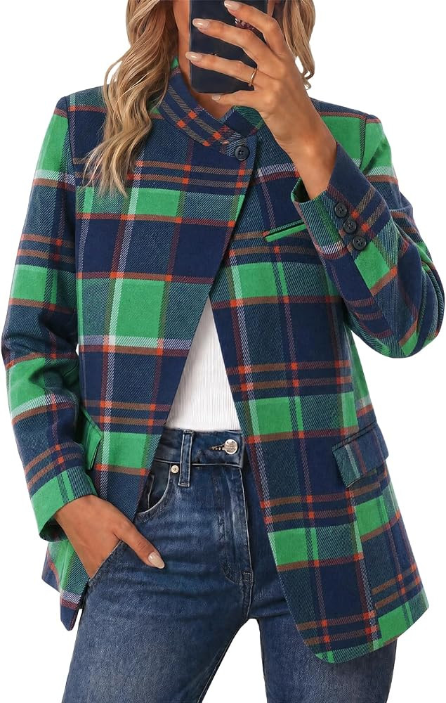 One Button, Casual Trendy, Work Office, Fall Spring Suit Blazer, Long Sleeve Button Cuff, Front F... | Amazon (US)