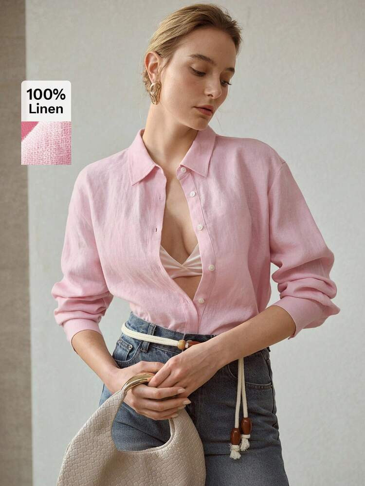 MOTF PREMIUM LINEN BASIC BUTTON UP SHIRT | SHEIN