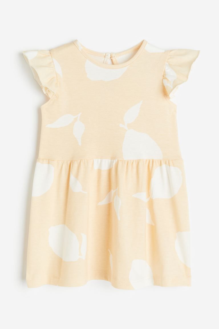 Ruffle-trimmed Jersey Dress - Light yellow/lemons - Kids | H&M US | H&M (US + CA)