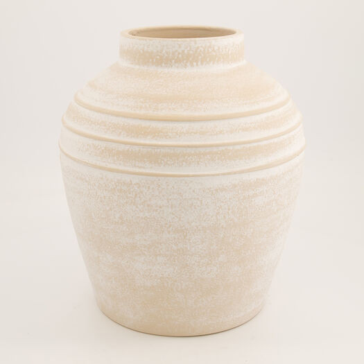 White Washed Vase 30x28cm | TK Maxx