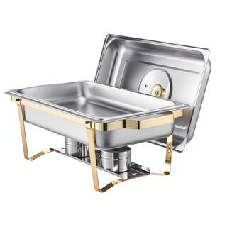 8 qt. 4-Pack, Stainless Steel Chafer with 4-Full Size Pans, Chafing Dish Buffet Set, Rectangle Catering Warmer Server | The Home Depot