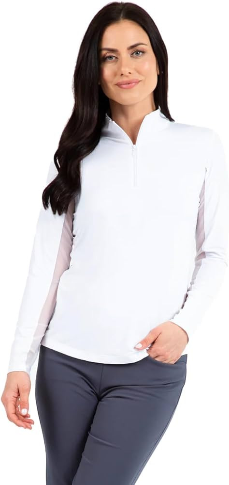 IBKUL Women's Solid Long Sleeve 1/4-zip Mock Neck Shirt | Amazon (US)