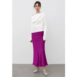 Satin Finish Mermaid Maxi Skirt in Magenta | Chicwish