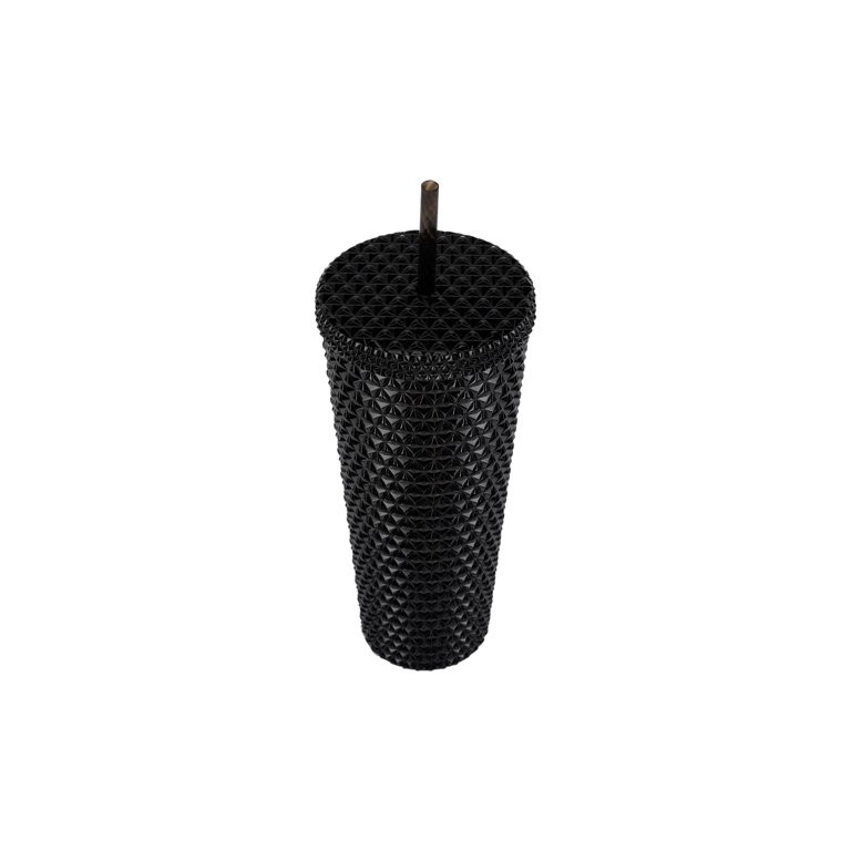 Mainstays 26-Ounce Plastic Double Wall Insulated Iridescent Textured Tumbler with Straw, Black | Walmart (US)