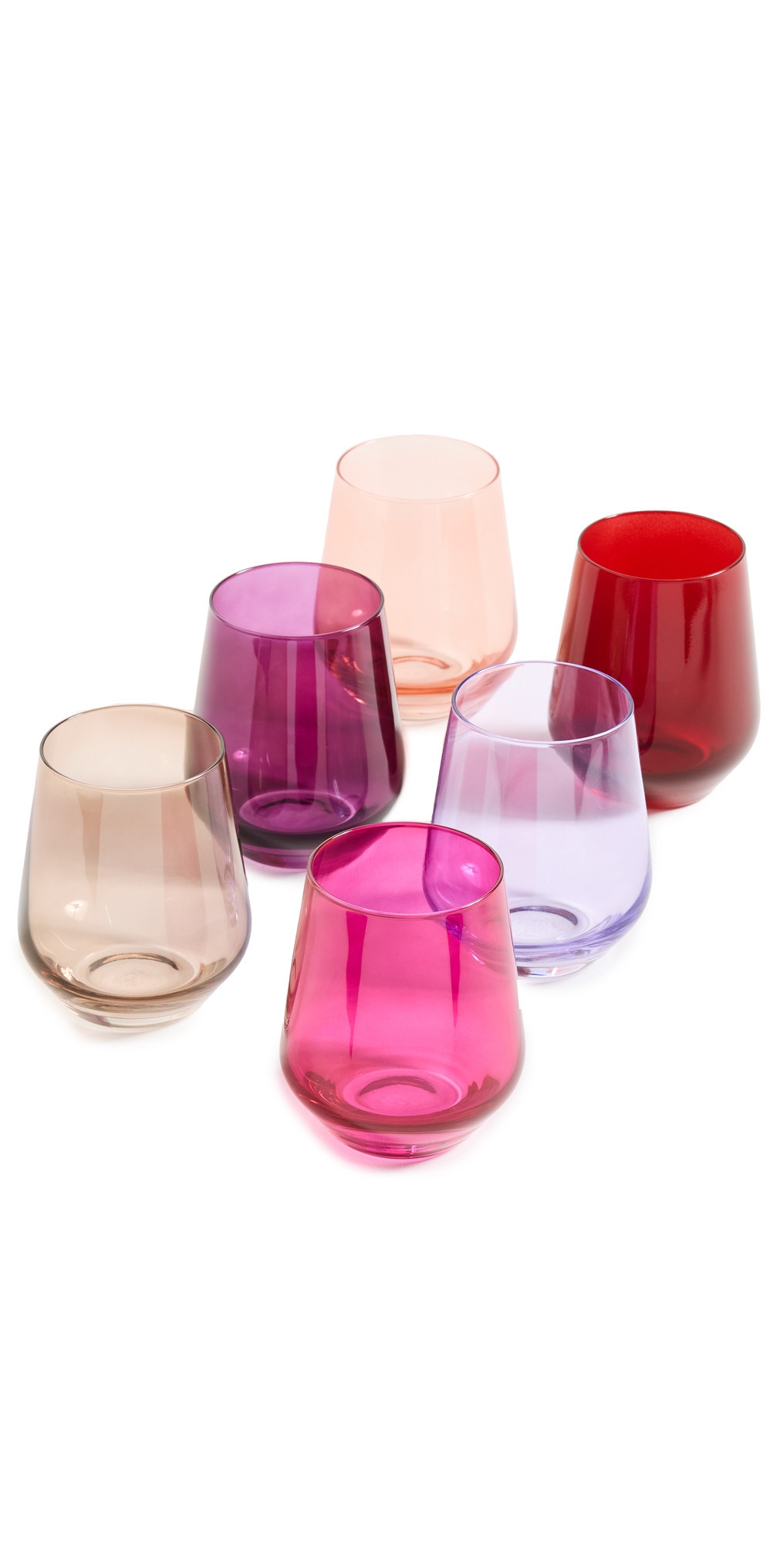 Estelle Colored Glass Stemless Set of 6 Fsa/Amth/Crl Pch/Pnk/Rd/Lav/Am One Size | Shopbop