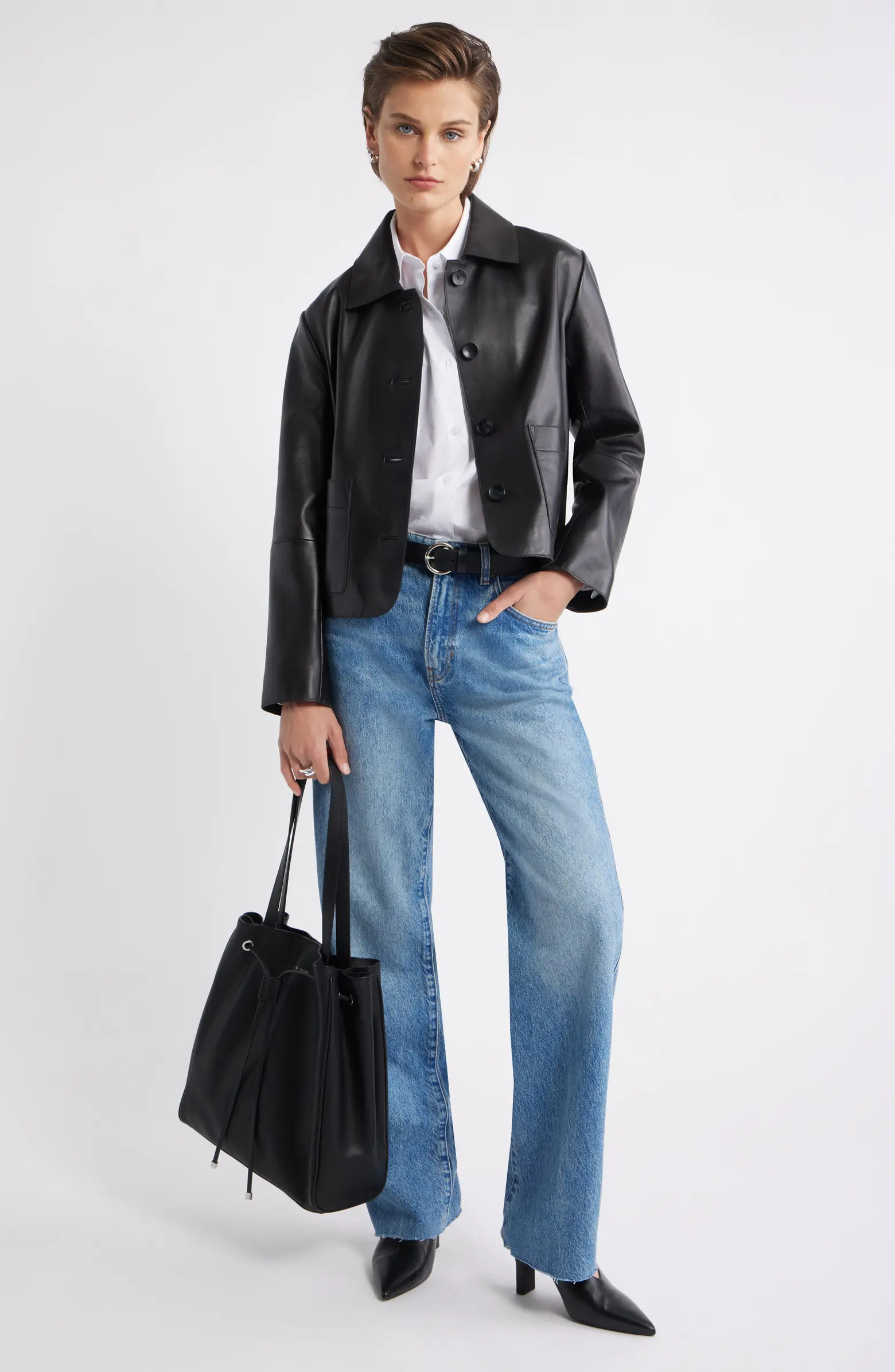 Nordstrom Crop Leather Jacket | Nordstrom | Nordstrom