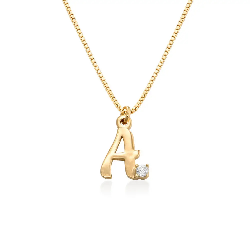 Diamond initial necklace in 18K Gold Plating | MYKA