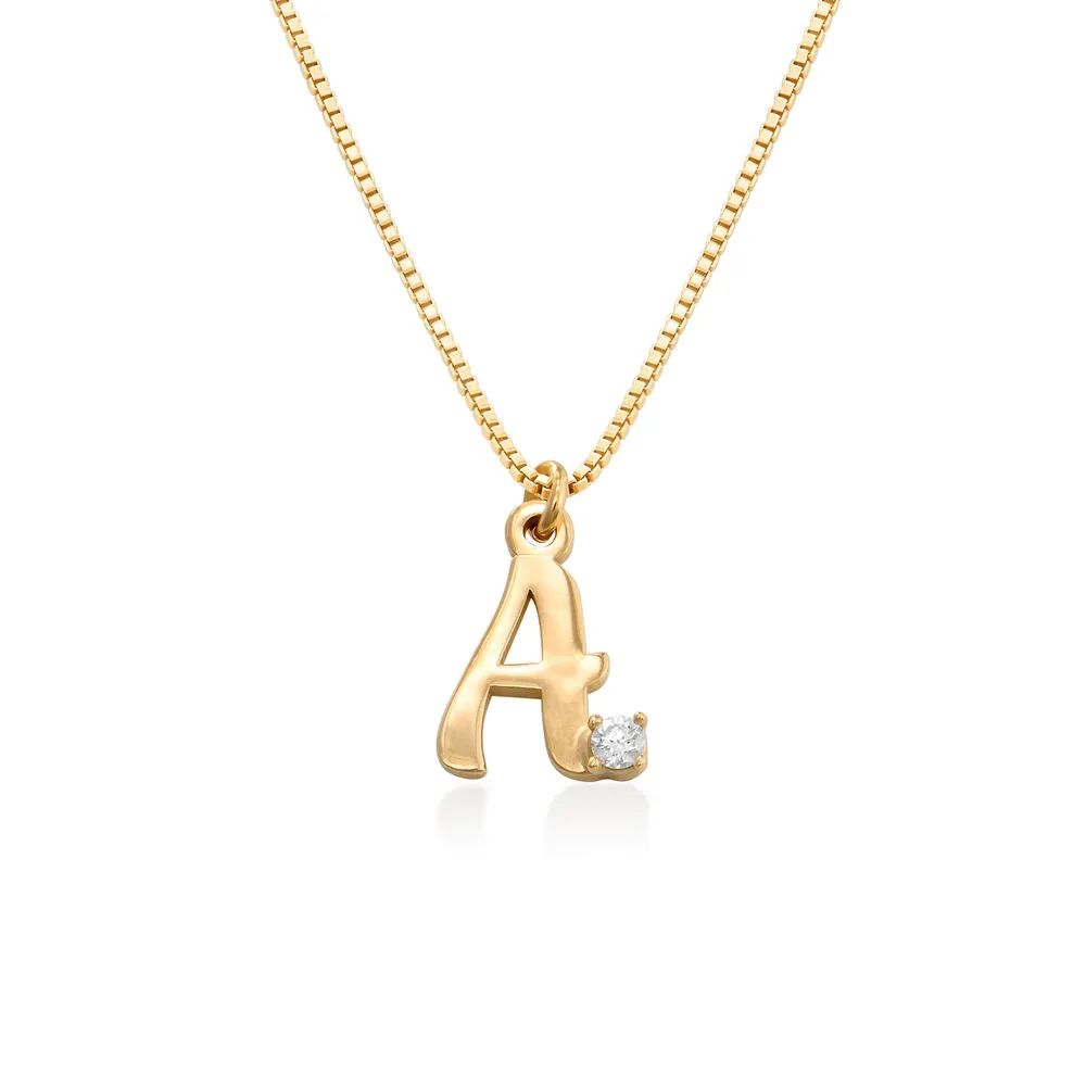 Diamond initial necklace in 18K Gold Plating | MYKA