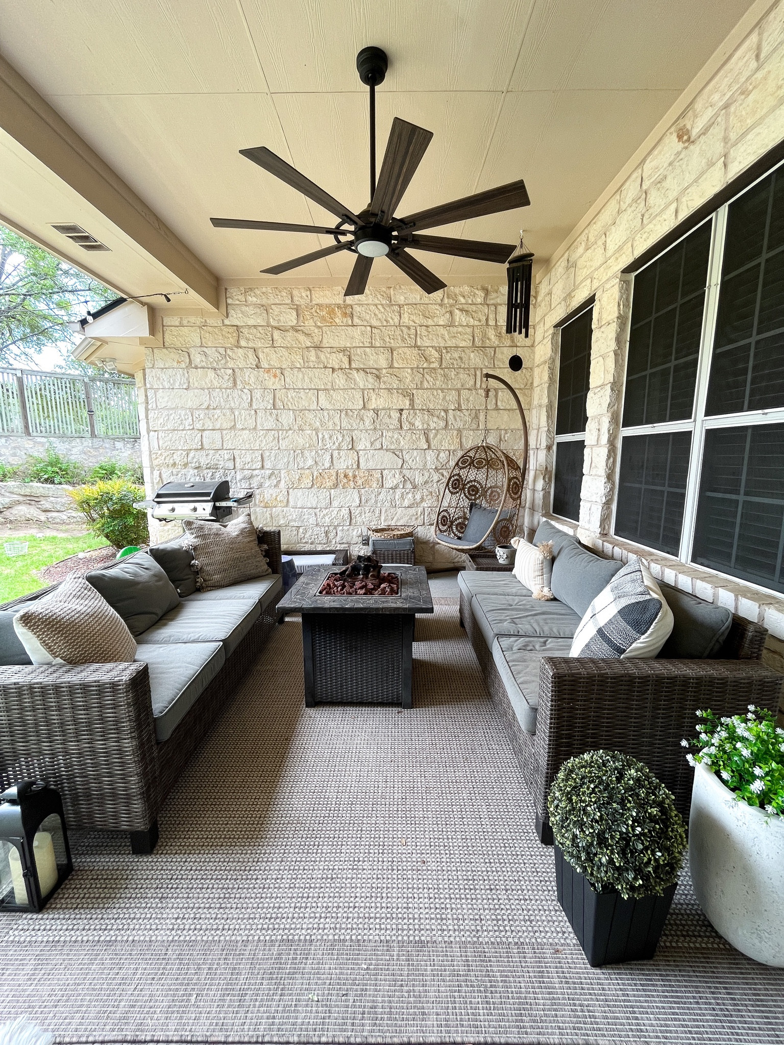 Patio furniture on our back porch! We converted our sectional into two sofas and I love it  

#LTKhome #LTKSeasonal #LTKfamily