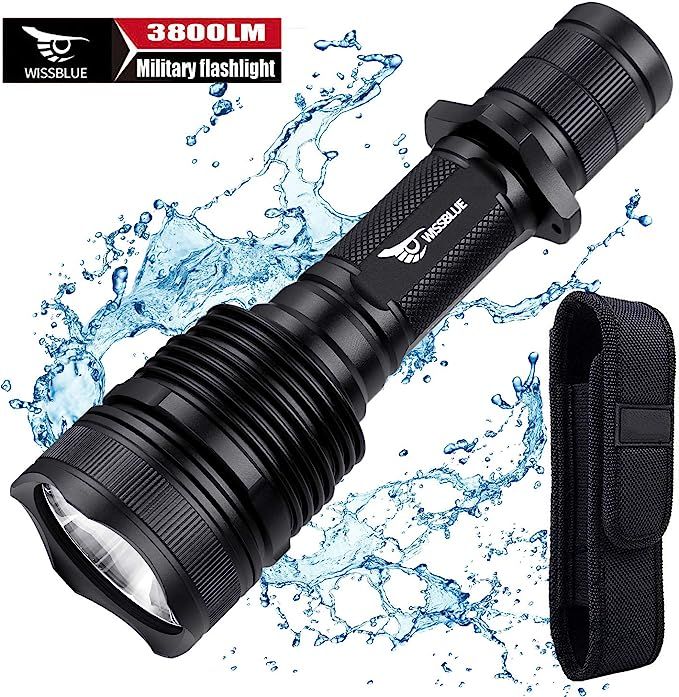 WISSBLUE H1 3800 Lumen Rechargeable Tactical LED Flashlight Military Grade With Leather Holster, ... | Amazon (US)