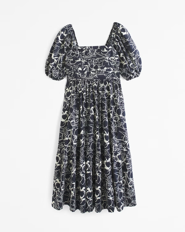 Women's The A&F Emerson Poplin Puff Sleeve Midi Dress | Women's Dresses & Jumpsuits | Abercrombie... | Abercrombie & Fitch (US)