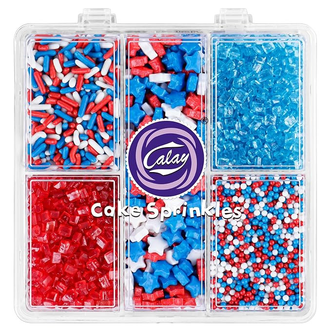 Red White and Blue Sprinkles for Cake Decorating, Patriotic 4th of July Sprinkles with Star Nonpa... | Amazon (US)