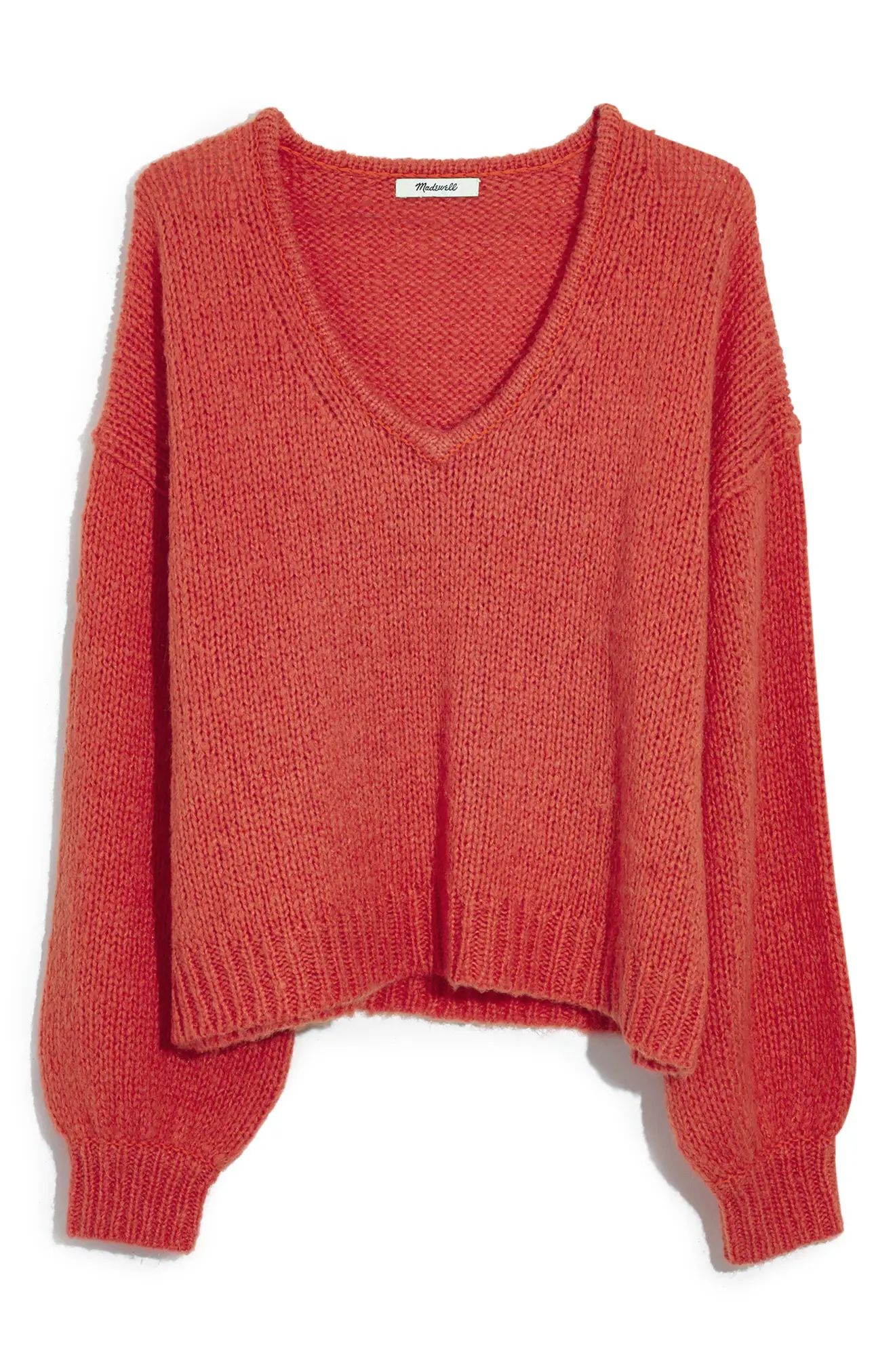 Women's Madewell Balloon Sleeve Pullover Sweater, Size X-Small - Orange | Nordstrom