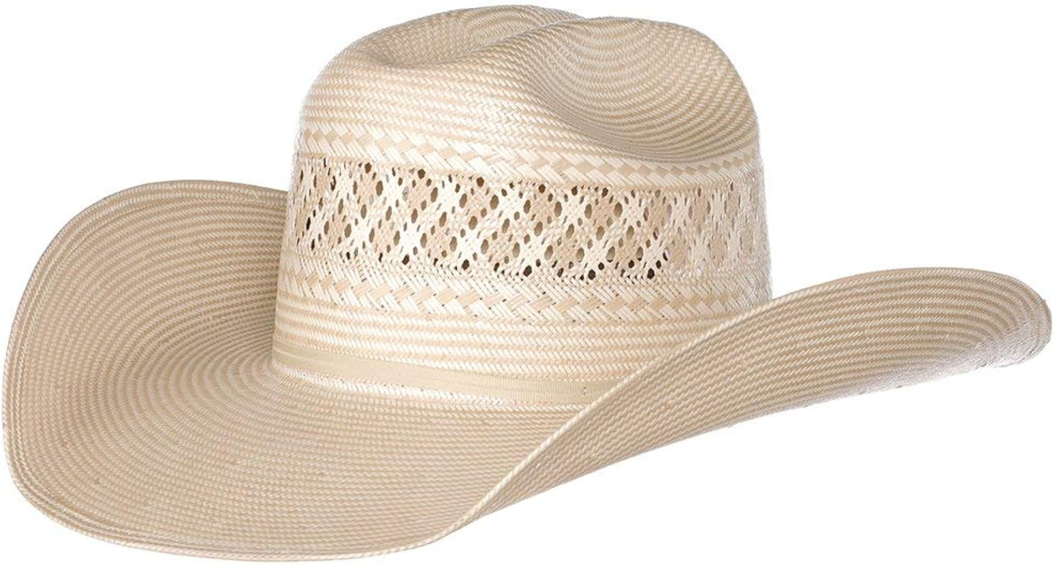American Hat Company Two Tone Vented Ivory and Tan Rancher Crease Straw Hat | Amazon (US)