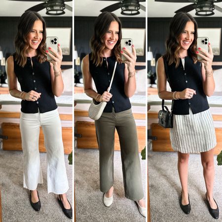 Summer Capsule Wardrobe - Black button front tank 

Tank - small
White pants - size up, I’m in a 4 
Olive pants - size 26 
Dress - small 


#LTKFindsUnder50 #LTKFindsUnder100 #LTKStyleTip