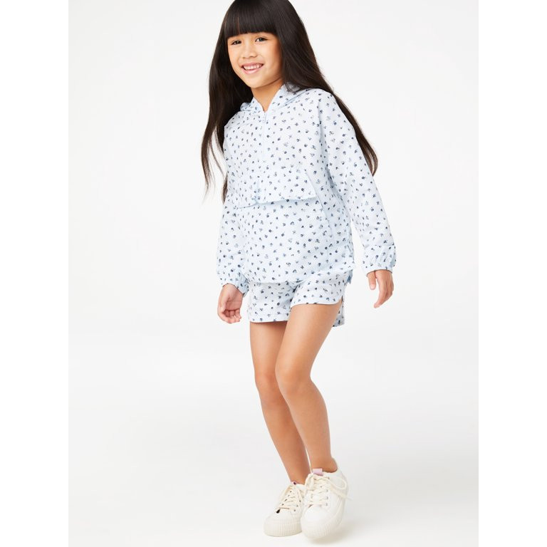 Free Assembly Girls Flutter Pocket Windbreaker & Shorts, 2-Piece Outfit Set, Sizes 4-18 - Walmart... | Walmart (US)