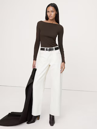 Ribbed Boat-Neck T-ShirtRibbed Boat-Neck T-Shirt$55.00 $43.99Image of 5 stars, 4.78 are filled, 1... | Banana Republic (US)