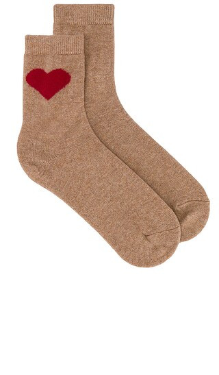 Cashmere Heart Sock in Camel & Crimson | Revolve Clothing (Global)