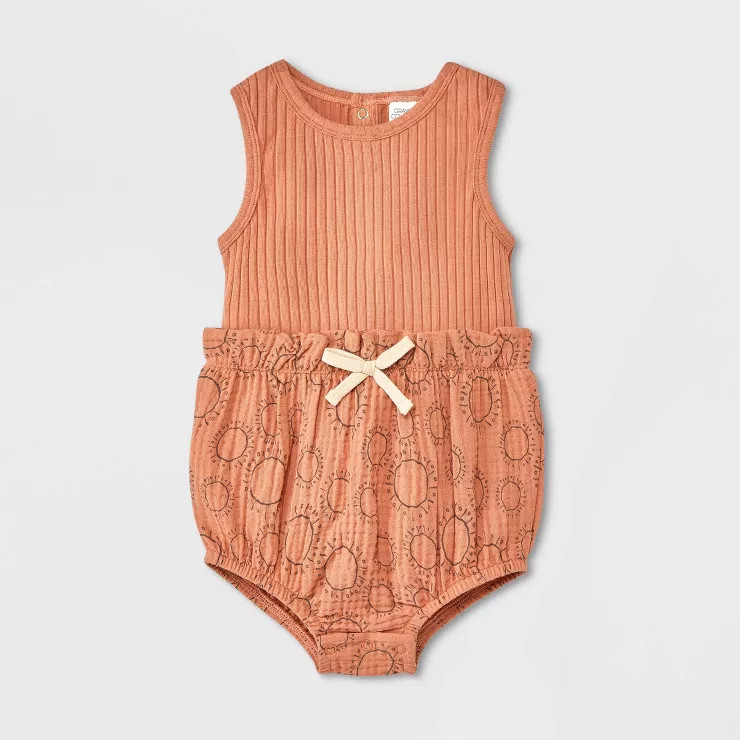 Grayson Collective Baby Girls' Sleeveless Ribbed Gauze Romper - Brown | Target