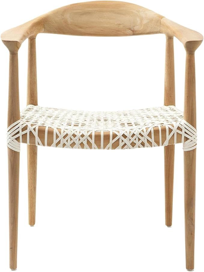 Safavieh Home Collection Wade Light Oak Teak Wood Arm Chair | Amazon (US)