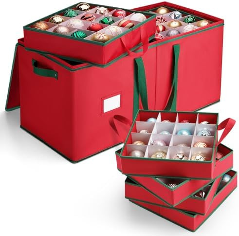 MaidMAX Christmas Ornament Storage Box Holiday Decoration Organizer, 128 Christmas Ball Accessori... | Amazon (US)