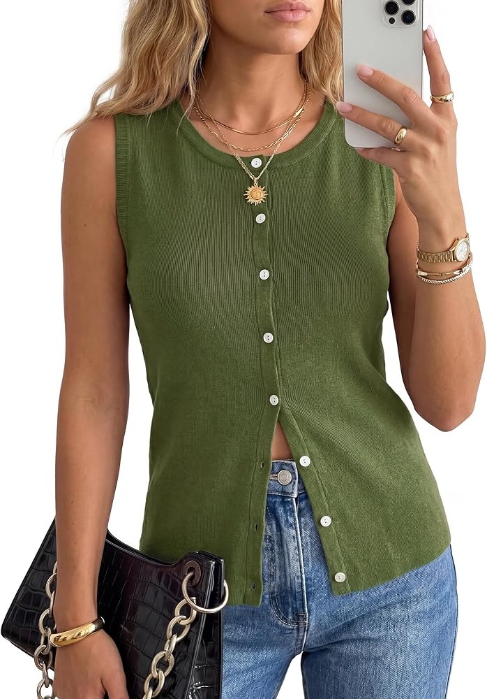 Arach&Cloz Women's Wool Blend Non See Through Button Down Business Casual Tank Tops 2026 | Amazon (US)