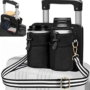 Luggage Cup Holder Bag with Shoulder Strap, Luggage Travel Cup Holder, Travel Drink Suitcase Lugg... | Amazon (US)
