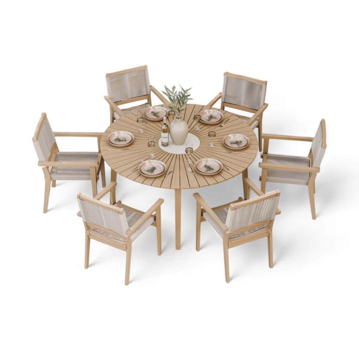 Roma 6 Seater Stacking Dining Set Terrazzo Insert | Wayfair UK