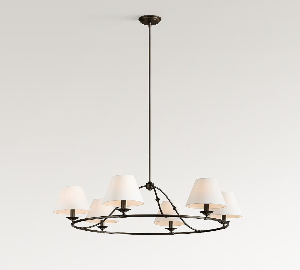Oxford Metal & Linen Round Chandelier (36"-50") | Pottery Barn (US)