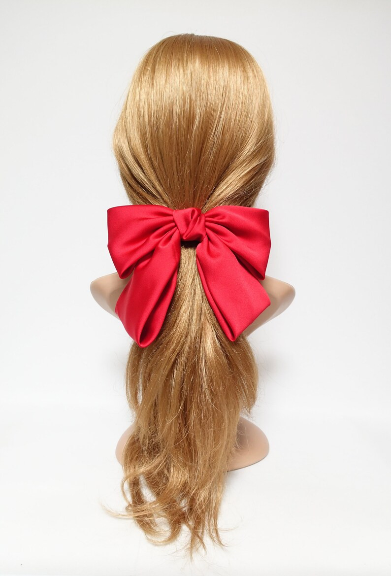 Silk satin big K bow barrette glossy satin women hair | Etsy | Etsy (US)