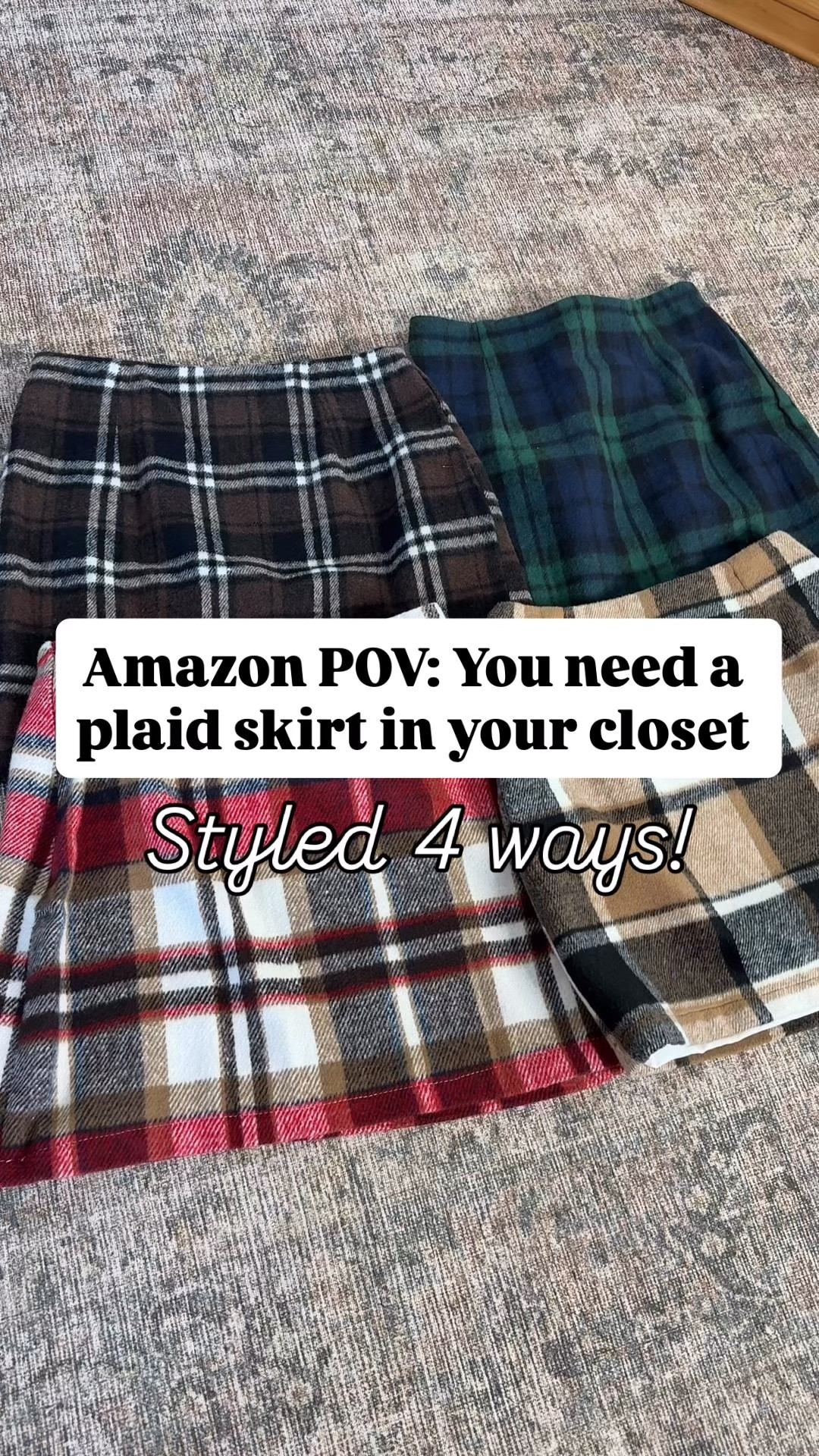 Amazon Fall outfit inspo! Loving this cute Amazon plaid skirt (XS) paired with different tops (XS in each) and knee high boots (went up half a size). Perfect for any fall occasion! Thanksgiving outfit. Christmas party outfit.

#LTKShoeCrush #LTKParties 

#LTKHoliday