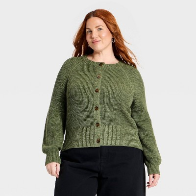 Women's Iconic Cotton Cardigan - Universal Thread™ Olive Green S | Target