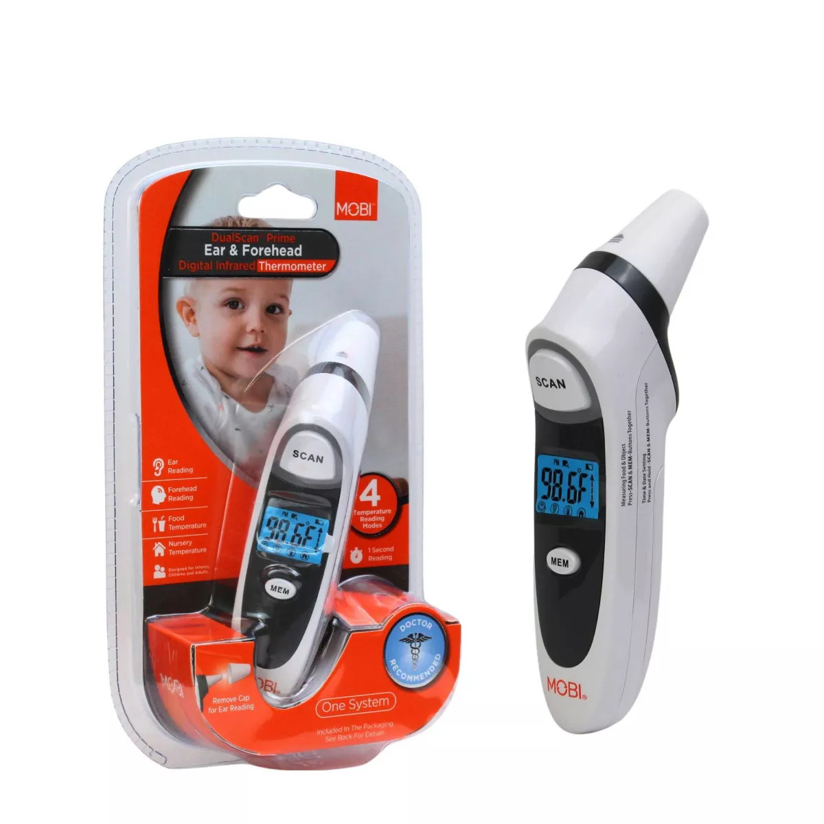 MOBI DualScan Prime Digital Thermometer Ear and Forehead Fast, Accurate, Baby and Adult Thermomet... | Target