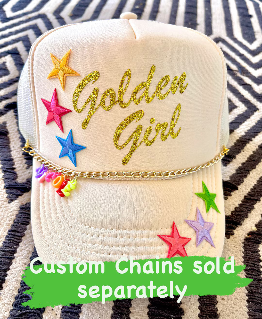 Golden Girl Trucker Hat, Multi-Colored Stars | Etsy (US)