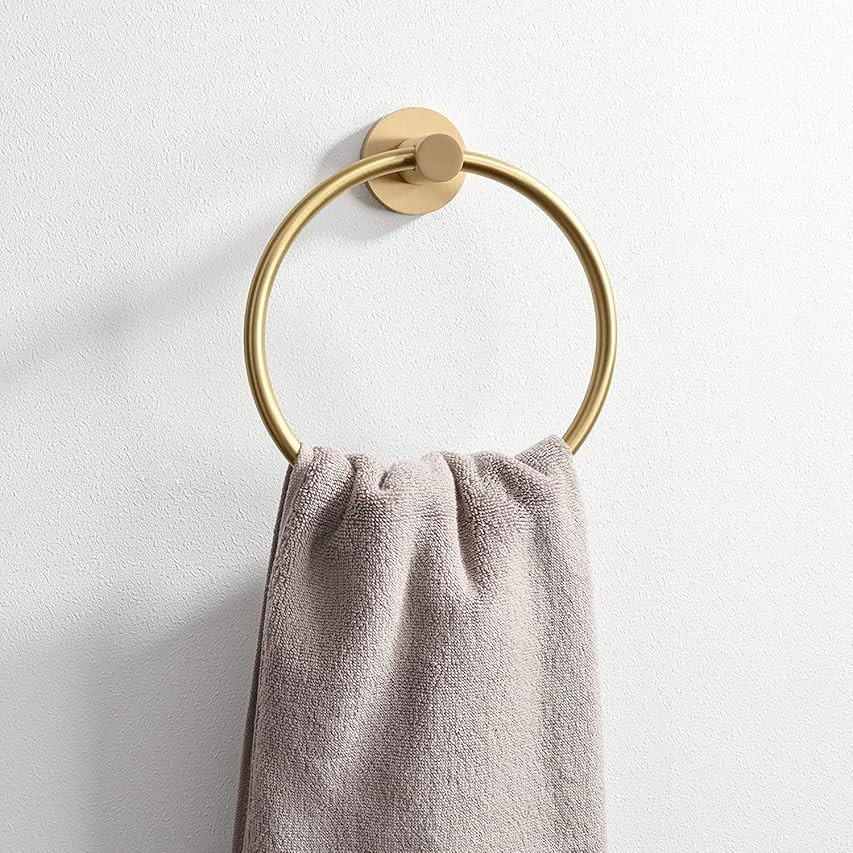 Flybath Round Towel Ring Antique Brass Hanger Hand Towel Holder for Bathroom Kitchen Accessories Wal | Amazon (US)