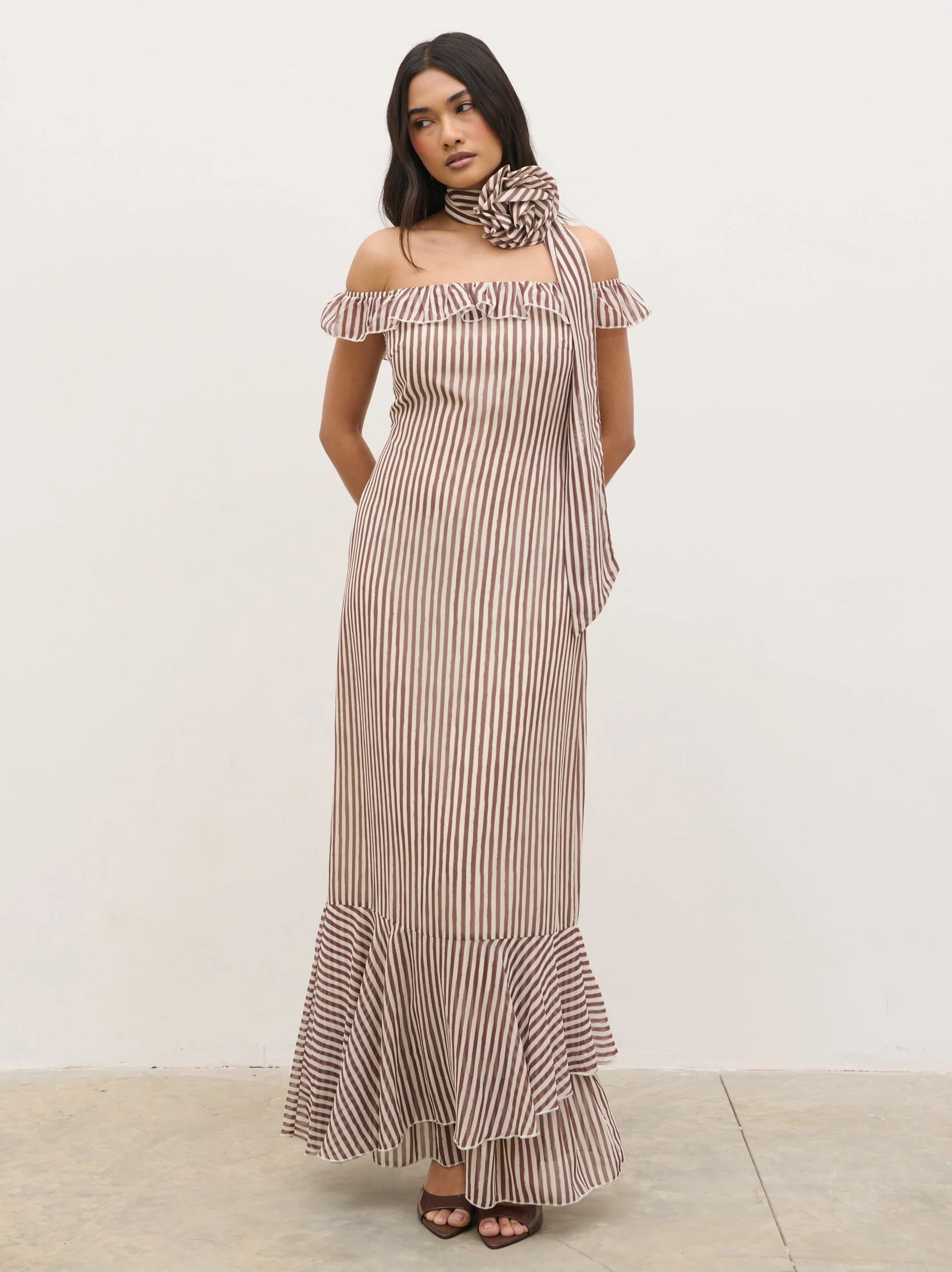 Aveline Bardot Maxi Dress | Pretty Lavish (UK)