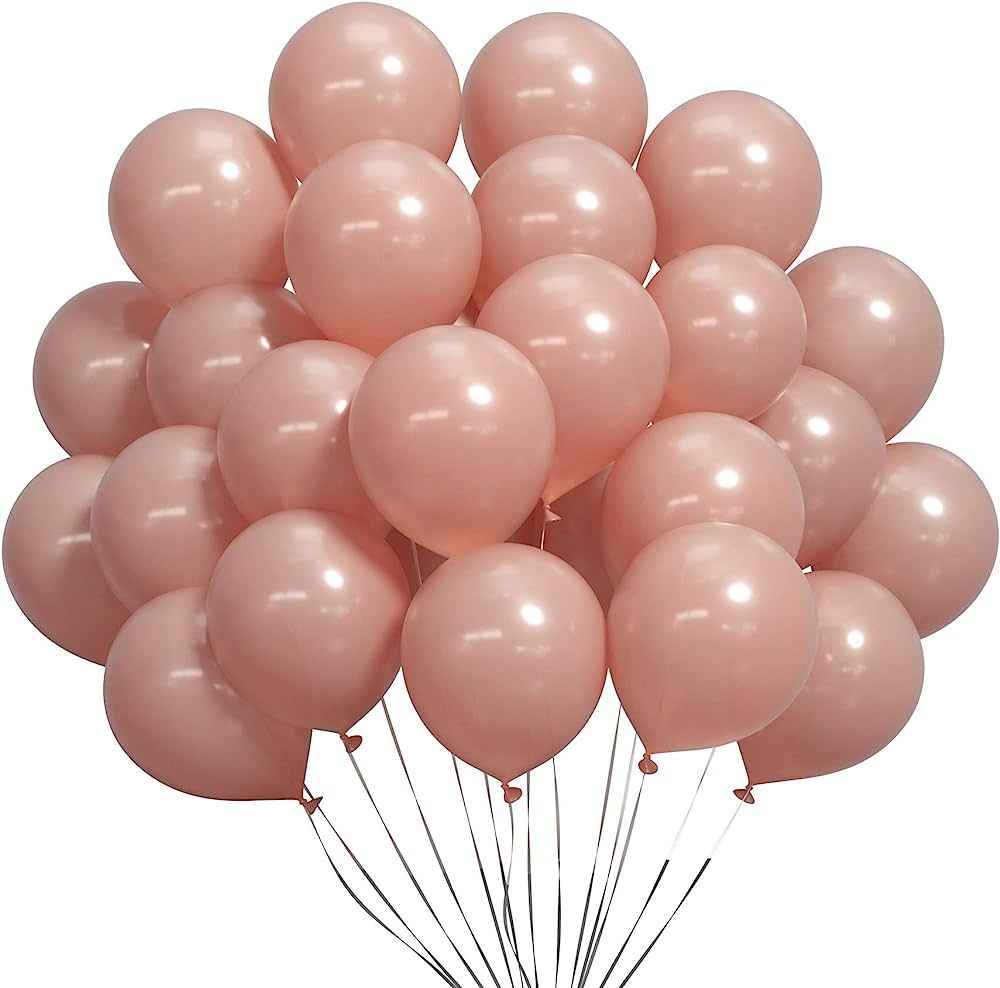 Dusty Pink Balloons 5 Inch 50 Pack Rose Pink Balloon for Themed Party Decorations, Weddings, Baby... | Amazon (US)