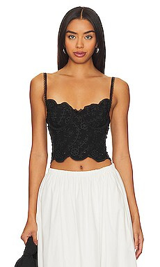 For Love & Lemons Natalia Corset Top in Black from Revolve.com | Revolve Clothing (Global)