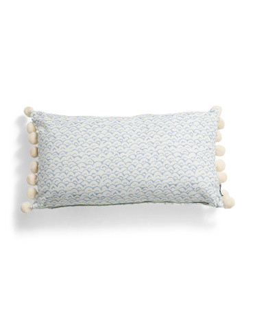14x24 2pk Indoor Outdoor Fish Wave Pom Oblong Pillows | TJ Maxx