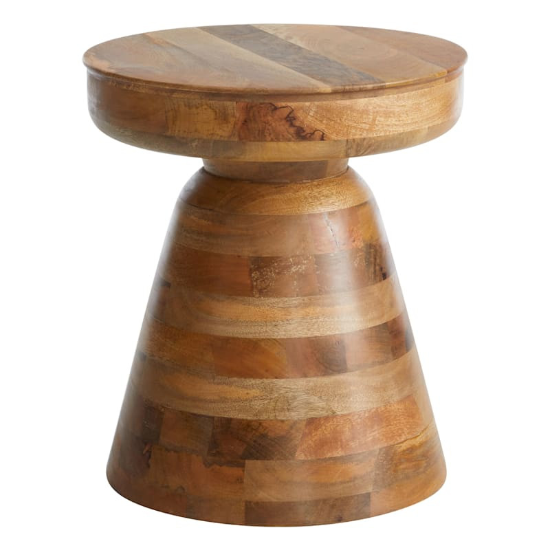 Brown Wooden Pedestal Accent Table, 16x18 | At Home