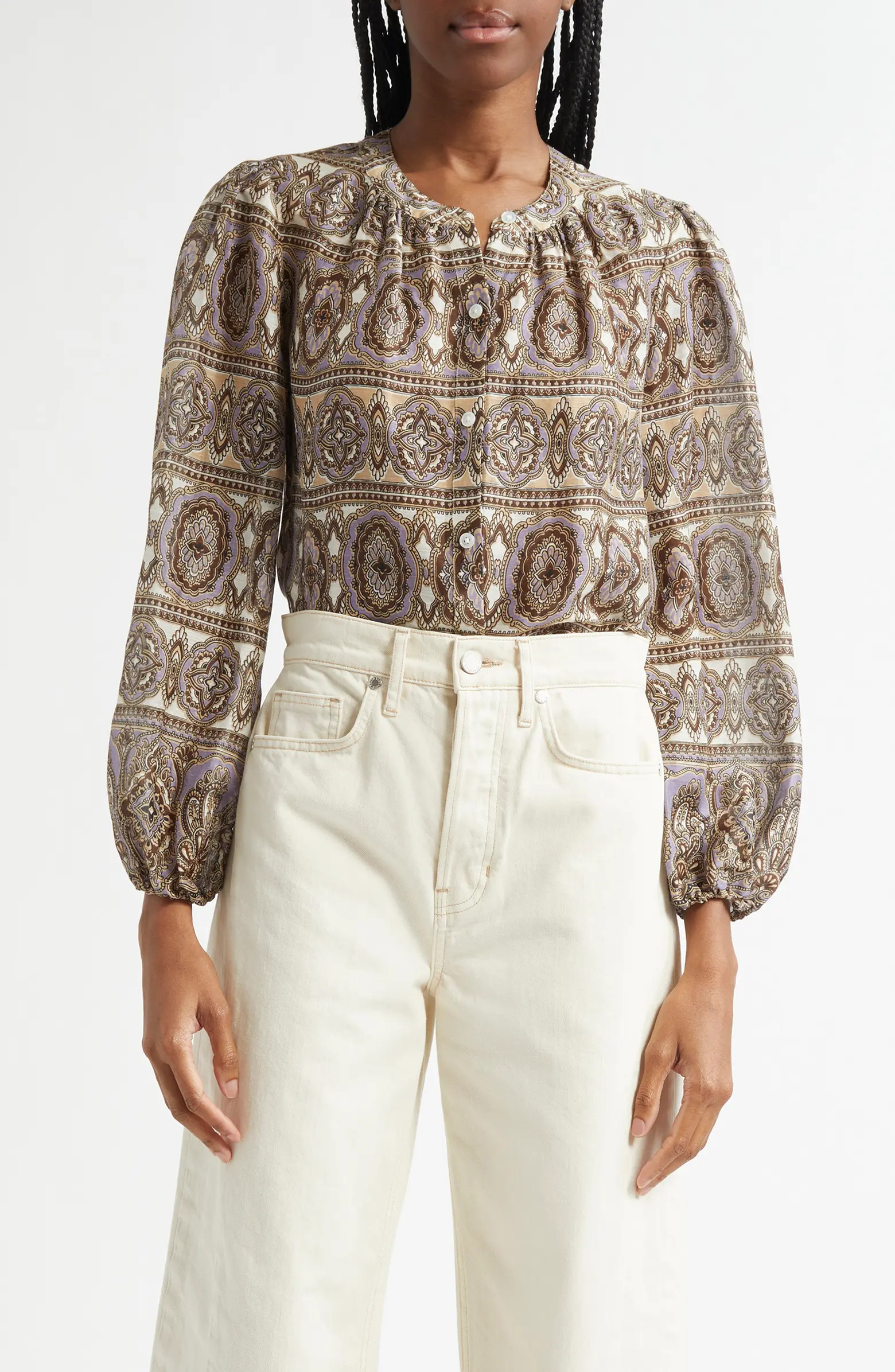 Veronica Beard Ashlynn Paisley Linen & Silk Top | Nordstromrack | Nordstrom Rack