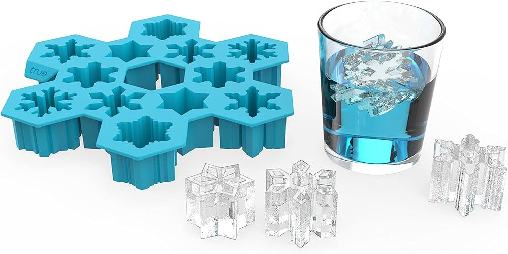 TrueZoo Snowflake SIlicone Ice Cube Tray, Novelty Ice Mold, Large Ice Cube Mold, Makes 12 Ice Cub... | Amazon (US)